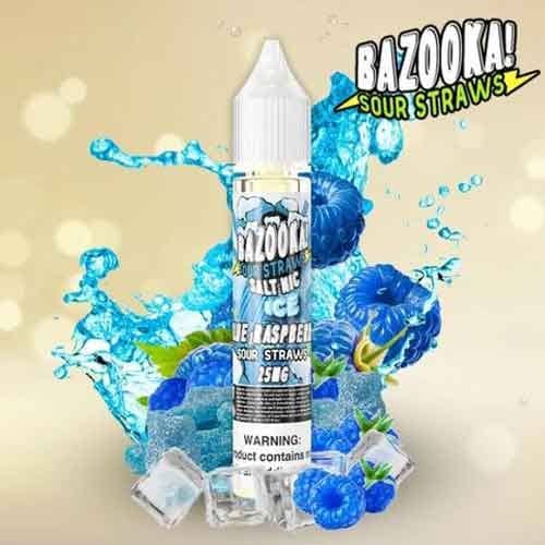 Blue Raspberry Ice Salt by Bazooka Sour Straws 30ml
